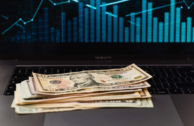 A glowing digital chart showing modern AI investment trends.