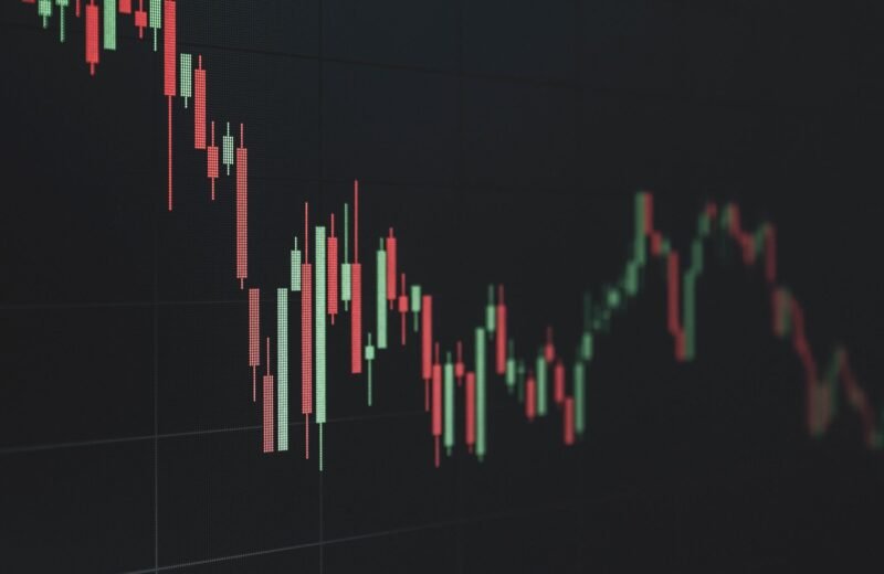 A financial chart reflecting the AI bubble question with rising stock market lines.