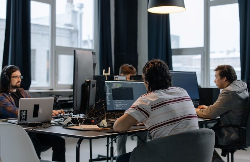 Engineers collaborating on technology at one of the growing Indian AI startups